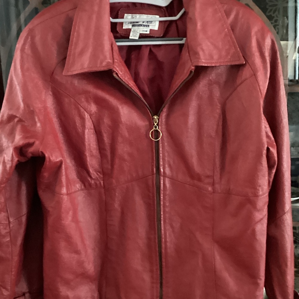 Vintage Red Leather Zip-Front Jacket by Sag Harbor